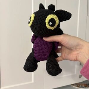 Black and Purple Stuffed Dragon Toy